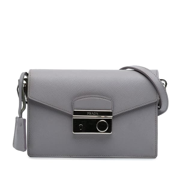 Pre-owned Prada Saffiano Lux Sound Lock Crossbody Purple