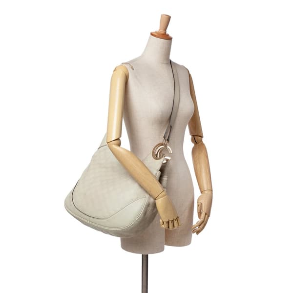 Pre-owned Gucci Guccissima Charlotte Crossbody White