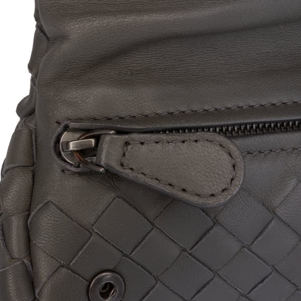 Pre-owned Bottega Veneta Mini Nappa Intrecciato Expandable Chain Flap Crossbody Gray