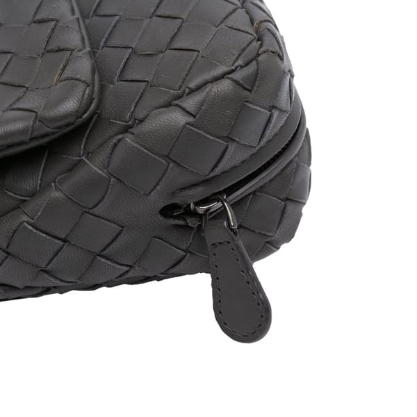 Pre-owned Bottega Veneta Mini Nappa Intrecciato Expandable Chain Flap Crossbody Gray