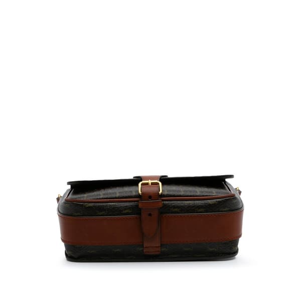 Pre-owned Saint Laurent Medium Coated Canvas Le Monogramme Buckle Crossbody Brown