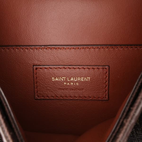 Pre-owned Saint Laurent Medium Coated Canvas Le Monogramme Buckle Crossbody Brown