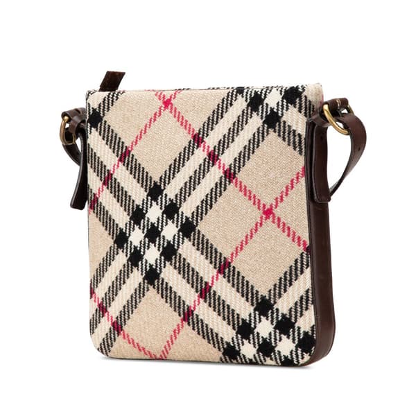 Pre-owned Burberry Supernova Check Wool Crossbody Brown