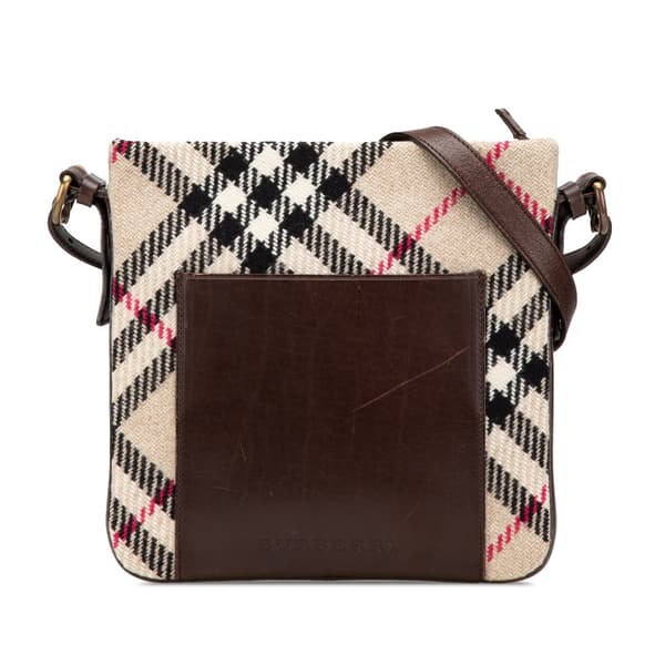 Pre-owned Burberry Supernova Check Wool Crossbody Brown