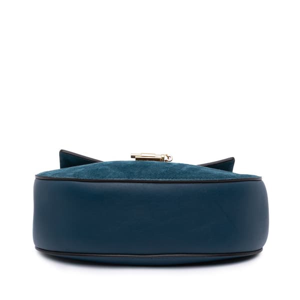 Pre-owned Chloé Small Suede and Calfskin Drew Crossbody Blue