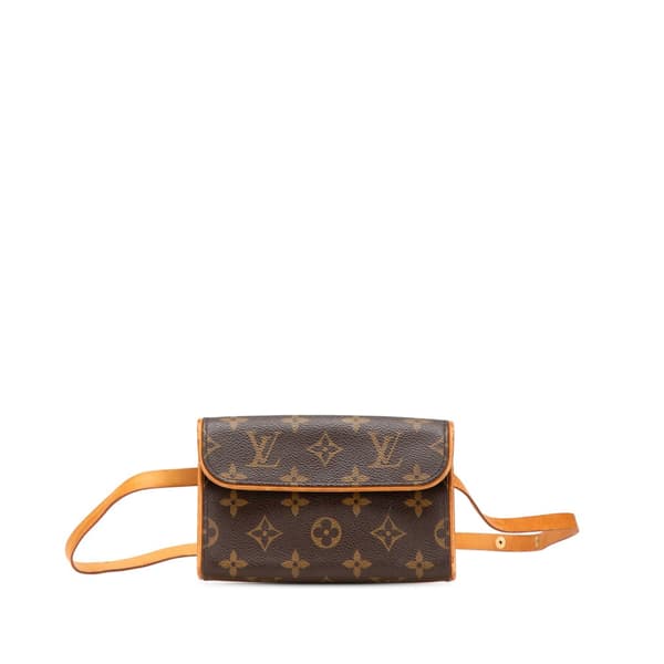 Pre-owned Louis Vuitton Monogram Pochette Twin PM Brown