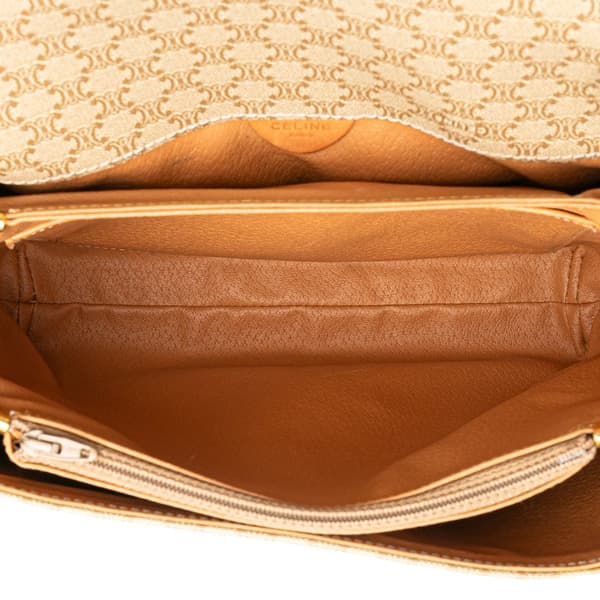 Pre-owned Celine Macadam Coated Canvas Crossbody Brown