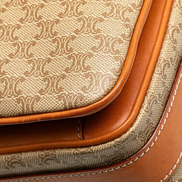 Pre-owned Celine Macadam Coated Canvas Crossbody Brown