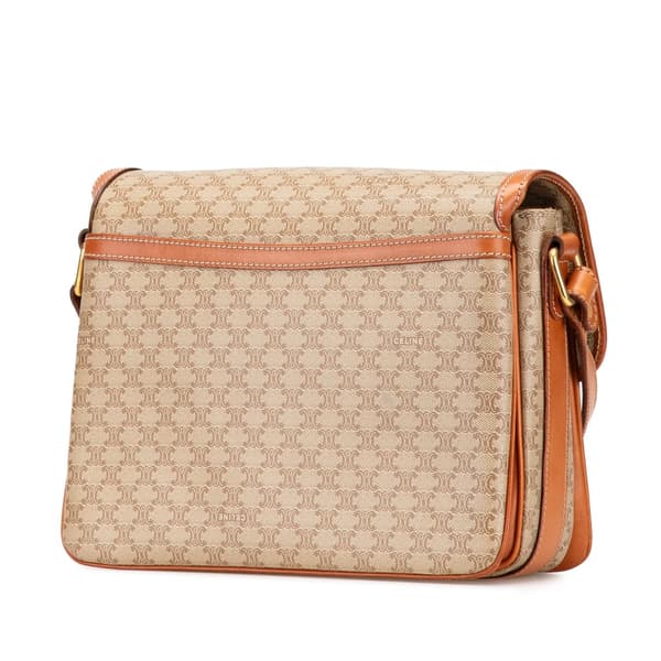Pre-owned Celine Macadam Coated Canvas Crossbody Brown