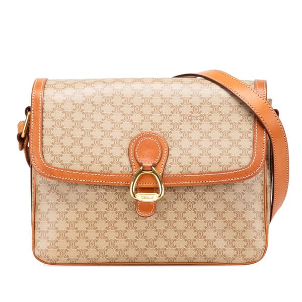 Pre-owned Celine Macadam Coated Canvas Crossbody Brown