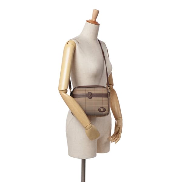 Pre-owned Burberry Vintage Check Canvas Crossbody Brown
