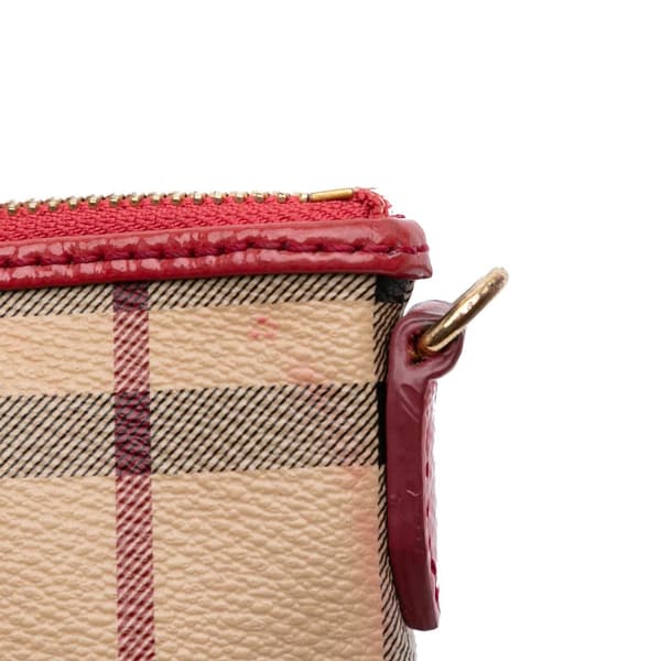 Pre-owned Burberry Haymarket Check Coated Canvas Peyton Crossbody Brown
