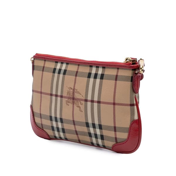 Pre-owned Burberry Haymarket Check Coated Canvas Peyton Crossbody Brown