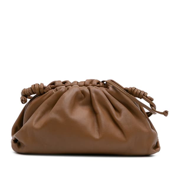 Pre-owned Bottega Veneta Lambskin The Mini Pouch Brown