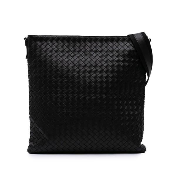 Pre-owned Bottega Veneta Leather Intrecciato Crossbody Black