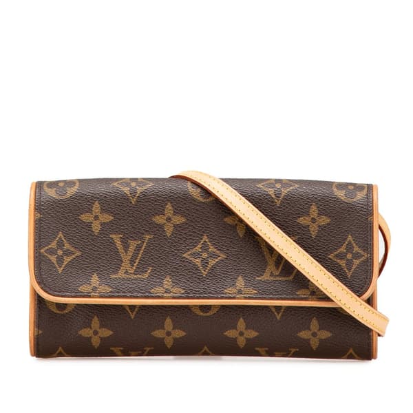 Pre-owned Louis Vuitton Monogram Pochette Twin PM Brown
