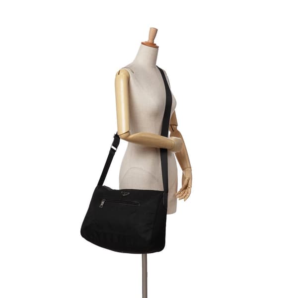 Pre-owned Prada Tessuto Zip Top Crossbody Black