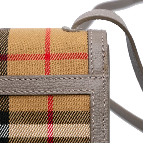 Pre-owned Burberry Small House Check Canvas Macken Crossbody Brown