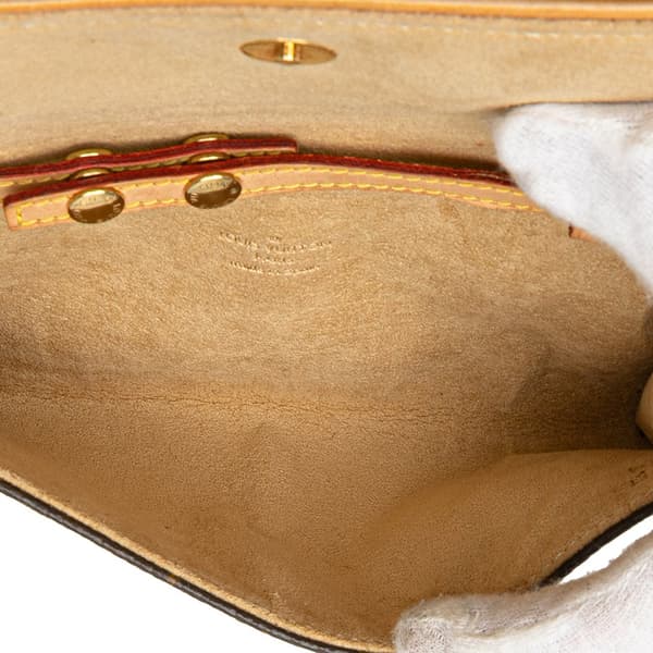 Pre-owned Louis Vuitton Monogram Pochette Twin PM Brown