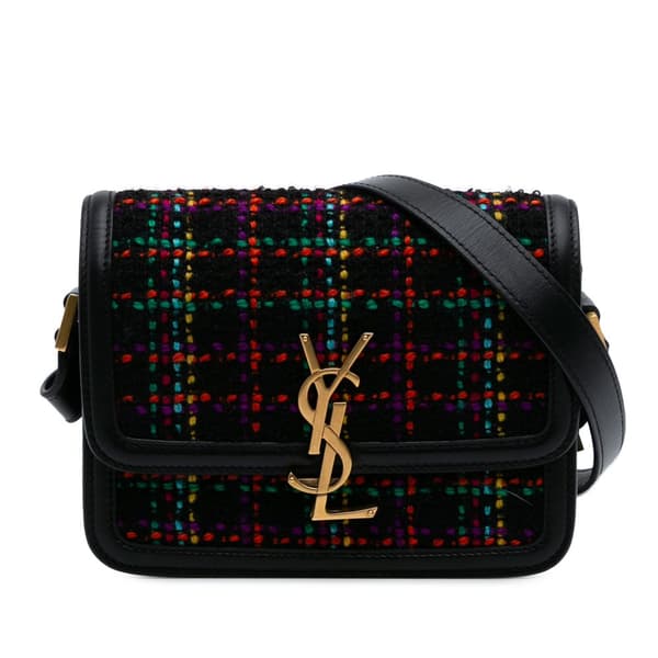 Pre-owned Saint Laurent Small Tweed Solferino Crossbody Black