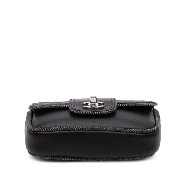 Pre-owned Chanel Mini Quilted Lambskin and Metallic Trim Elementary Chic Flap Black