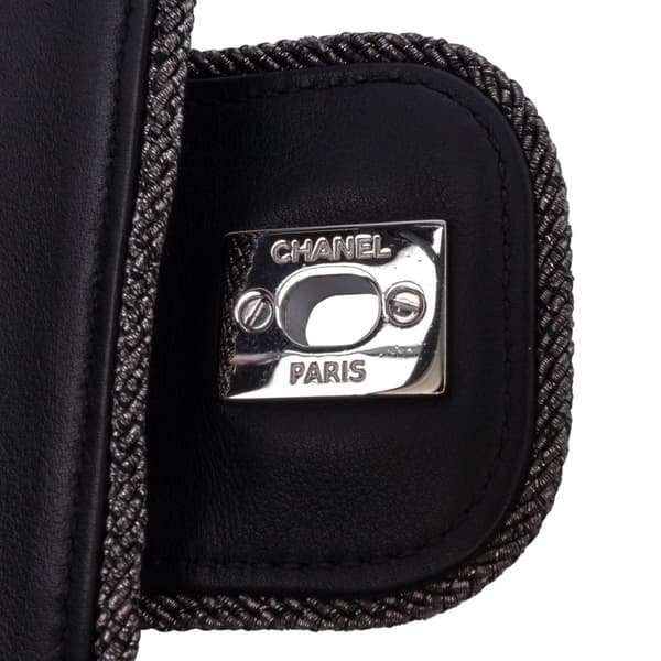 Pre-owned Chanel Mini Quilted Lambskin and Metallic Trim Elementary Chic Flap Black