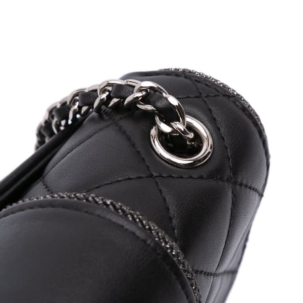 Pre-owned Chanel Mini Quilted Lambskin and Metallic Trim Elementary Chic Flap Black