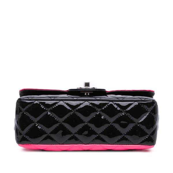 Pre-owned Chanel Mini Rectangular Classic Bicolor Patent Single Flap Pink