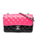 Pikkukuva 1 / 10: Pre-owned Chanel Mini Rectangular Classic Bicolor Patent Single Flap Pink