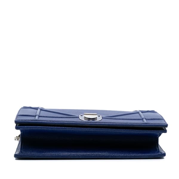 Pre-owned Dior Medium Grained Calfskin Diorama Flap Blue