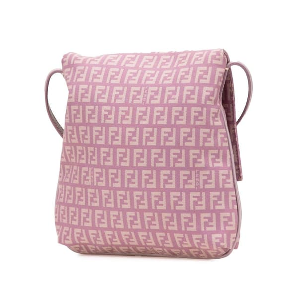 Pre-owned Fendi Zucchino Canvas Crossbody Pink