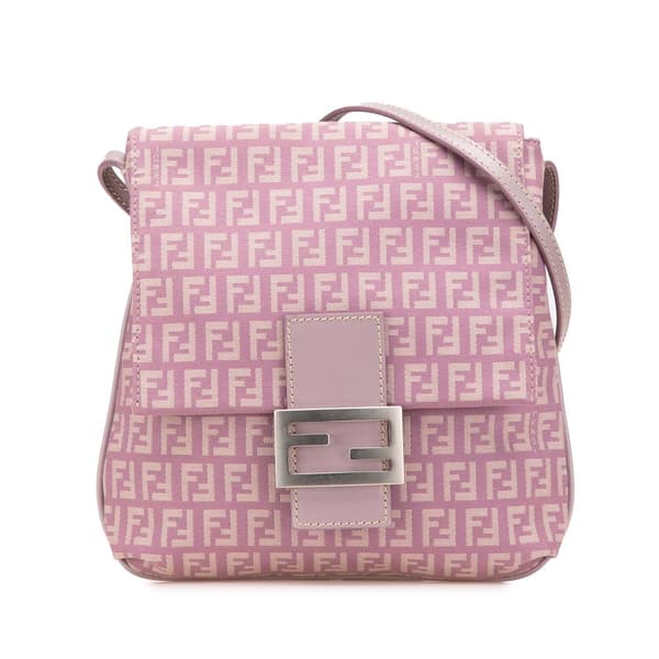 Pre-owned Fendi Zucchino Canvas Crossbody Pink