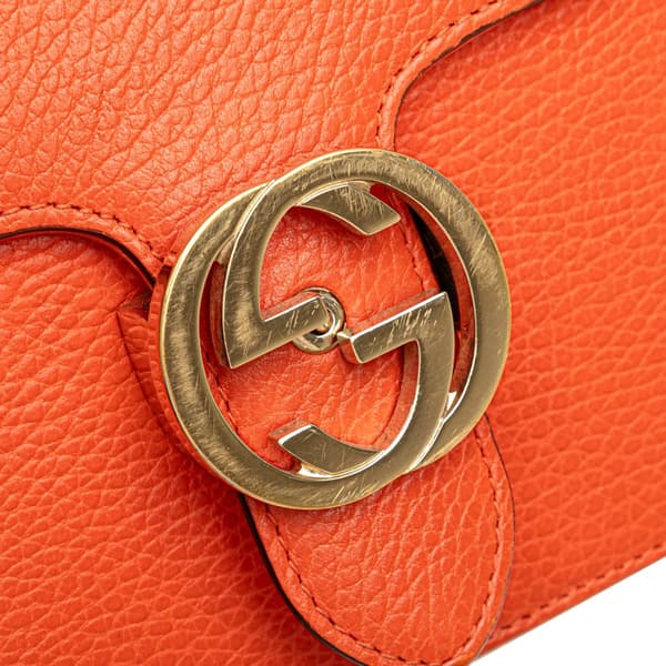 Pre-owned Gucci Small Dollar Calfskin Interlocking G Crossbody Orange