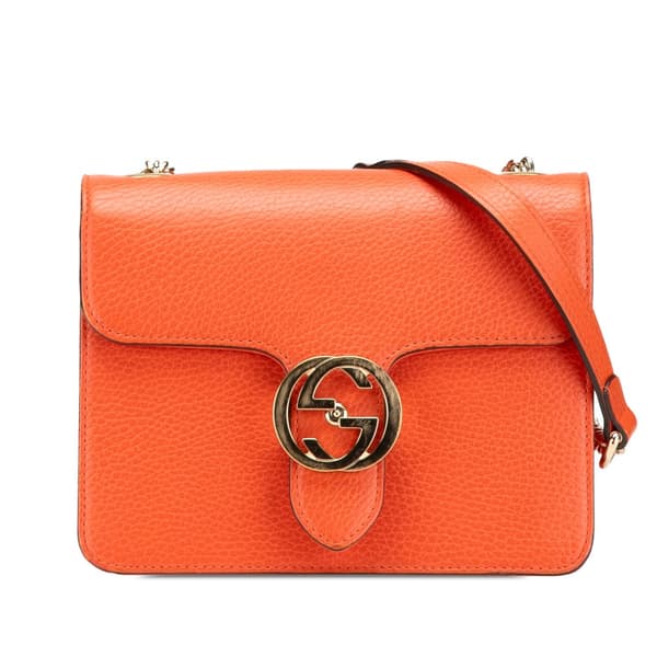Pre-owned Gucci Small Dollar Calfskin Interlocking G Crossbody Orange