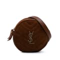 Miniatyrbild 1 av 10: Pre-owned Saint Laurent Chevron Suede Round Vinyle Crossbody Brown