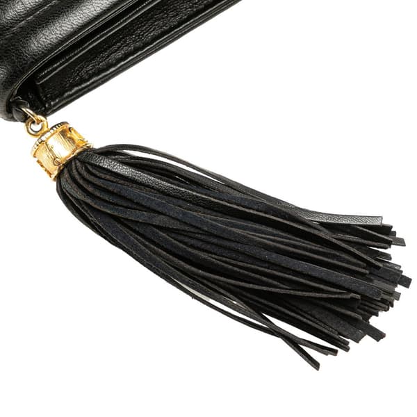 Pre-owned Chanel Quilted Lambskin Tassel Flap Black