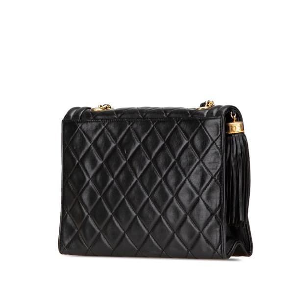 Pre-owned Chanel Quilted Lambskin Tassel Flap Black