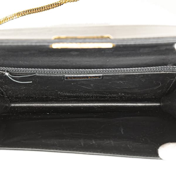 Pre-owned Dior Leather Chain Crossbody Black