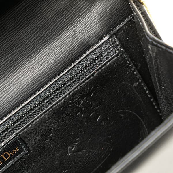 Pre-owned Dior Leather Chain Crossbody Black
