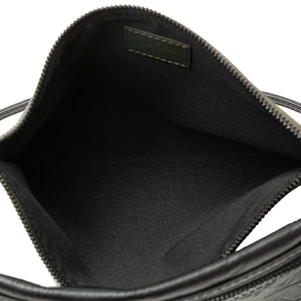 Pre-owned Louis Vuitton Monogram Shadow Double Flat Messenger Black