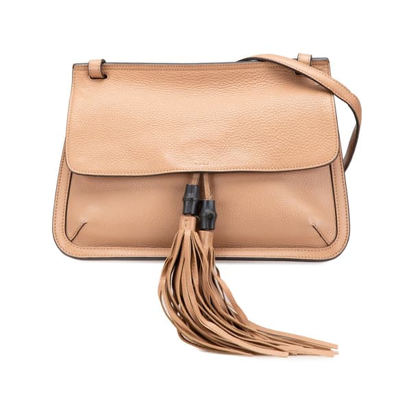 Pre-owned Gucci Medium Leather Bamboo Daily Crossbody Brown
