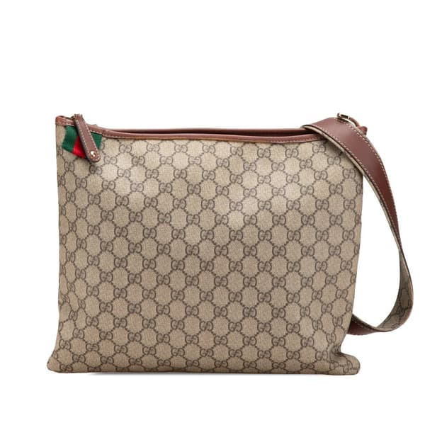 Pre-owned Gucci GG Supreme Web Crossbody Brown