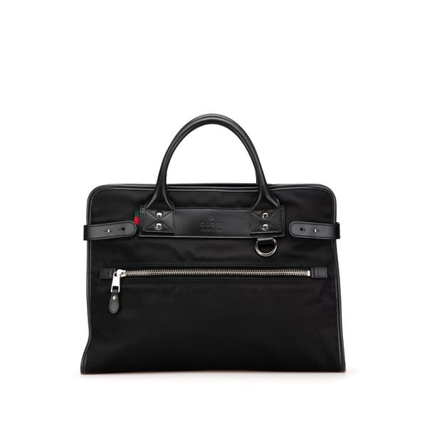 Pre-owned Gucci Web Nylon Business Bag Black