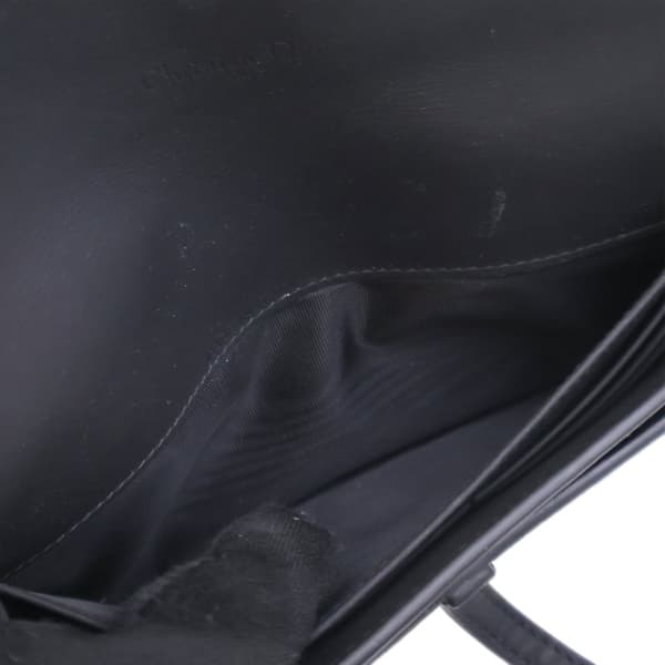 Pre-owned Dior Ultra Matte Calfskin Saddle Long Wallet With Chain Black