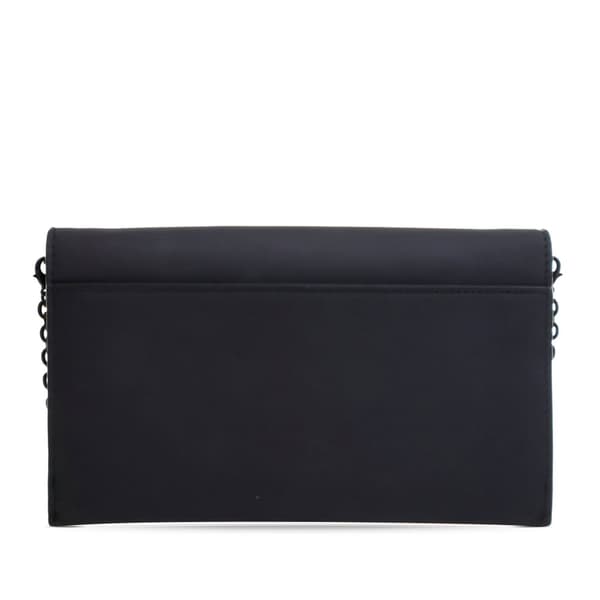 Pre-owned Dior Ultra Matte Calfskin Saddle Long Wallet With Chain Black