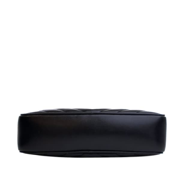 Pre-owned Saint Laurent Chevron Calfskin Monogram Monochrome Lou Camera Bag Black
