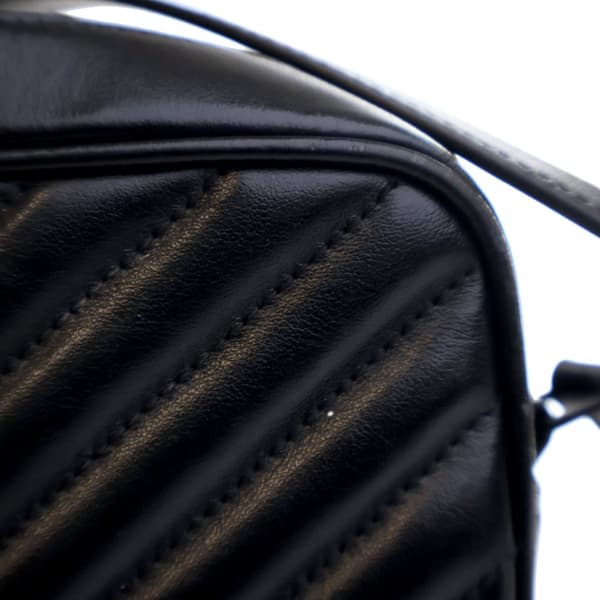 Pre-owned Saint Laurent Chevron Calfskin Monogram Monochrome Lou Camera Bag Black
