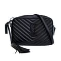 Miniatyrbilde 1 av 10: Pre-owned Saint Laurent Chevron Calfskin Monogram Monochrome Lou Camera Bag Black