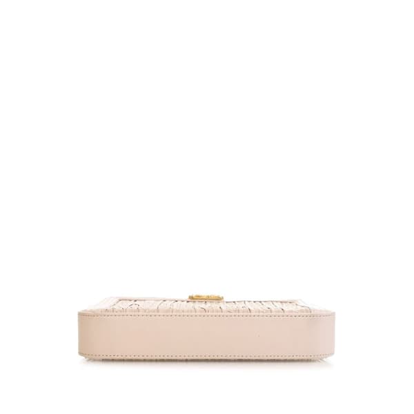 Pre-owned Chanel Small Chevron Crumpled Lambskin Boy Clutch With Chain Brown
