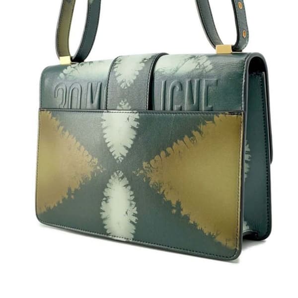 Pre-owned Dior Calfskin Tie Dye 30 Montaigne Flap Green